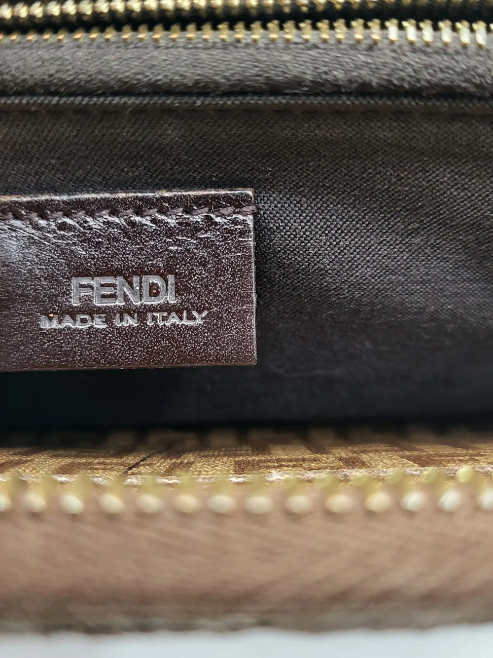 FENDI Zucchino Spalmati Forever Zip Around Wallet Nocciola, Authentic w/COA.